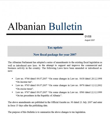 Tax update – new fiscal package July 07