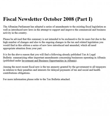 Fiscal Newsletter October 2008 (Part I)