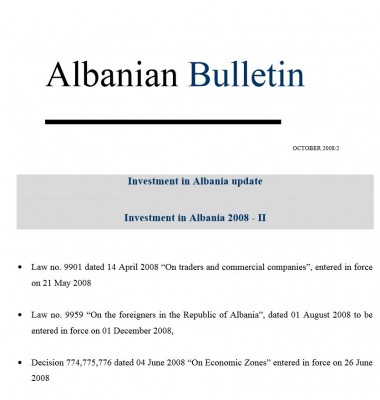 Investment in Albania 2008
