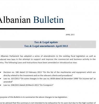 Tax and Legal – April 2013