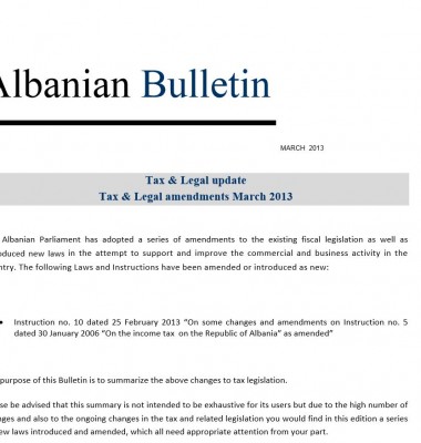 Tax and Legal – March 2013