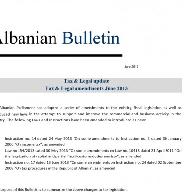 Tax and Legal – July 2013